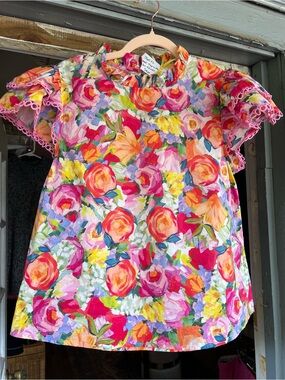 JODIFL Multicolor Floral Ruffle Sleeve Blouse size Small